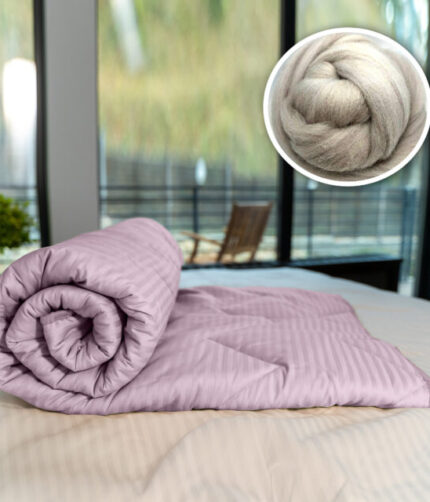 PILOTĂ MATLASATĂ LÂNĂ DAMASC 100% NATURAL – DE IARNĂ – LILA