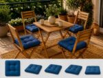 Set 4 perne scaun interior / exterior – bleumarin