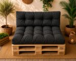Set perne grădină ”Pallet Soft Seating” Negru