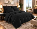 Lenjerie de pat Damasc HORECA – NEGRU – dunga 1cm