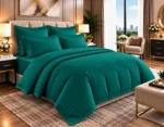 Lenjerie de pat Damasc HORECA – VERDE PETROL – dunga 1cm